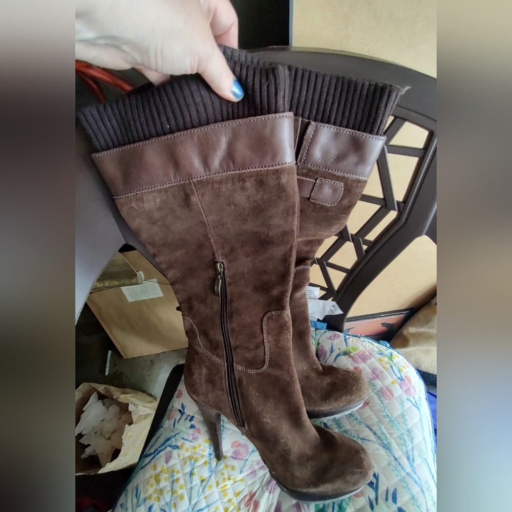 Suede Knee-High Boots